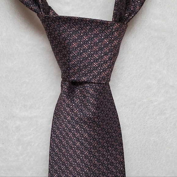 Oscar de la Renta Vintage Navy Blue Pink Diamond Floral Necktie - Picture 4 of 11